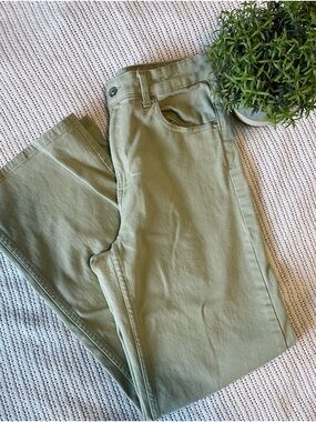 Sage Green Wide Leg Twill Pants